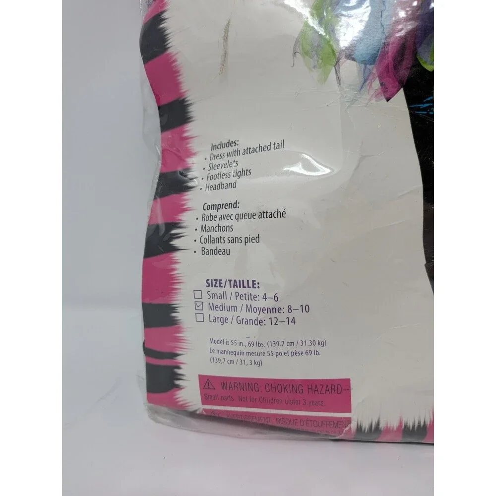 Fun World Wild Rainbow Cat Costume Girls Medium 8-10 Y2K Rave Kitty Halloween